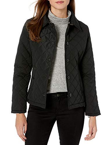 Big Chill Women's Diamond Quilted Jacket with Fold Collar, Black, M