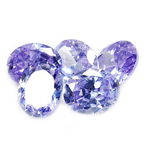 Pierres en oxyde de zirconium violet lot de 5 gemmes ovales