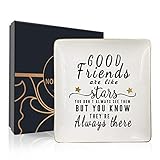 Nordic Runes Friend Gifts for Women, Ceramic Ring Dish for Friends Sister Birthday Gift - Good Friends are Like Stars, You Don't Always See Them But You Know They're Always There