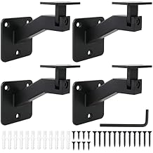RealPlus Swivel Handrail Brackets Heavy Duty Steel Hand Rail Brackets for Staircase Stair Railing, Pack of 4 Black