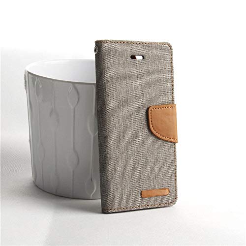 Image of ClickCase Canvas Series for Motorola Edge 60 Pro Cloth & Pu Leather Wallet Flip Case Kick Stand Magnetic Closure Flip Cover for Motorola Edge 60 Pro (Grey)