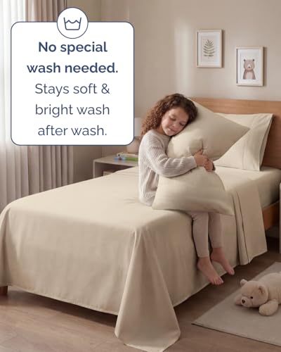 Image of Twin 4 Piece Bed Sheet Set - Comfy, Breathable & Cooling Sheets - Wheat | Ultra Soft Hotel Luxury Bedding Set with 8-16 Inch Deep Pockets, 1 Flat & 1 Fitted Sheet & 2 Pillowcases, Wrinkle & Fade Free