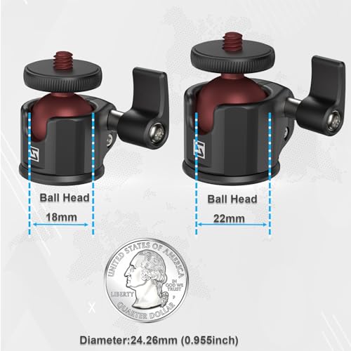 SIOTI Mini Ball Head Mount Adapter, Compatible with Monopod/Digital Card Camera/Microphone/Smart Phone/Action Camera/Flash/LCD (UM18)