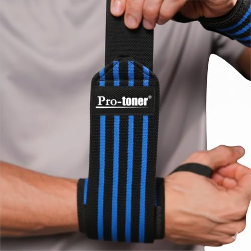 Image of Pro-toner Multipurpose Wrist Support Strap, Adjustable Weightlifting Wrist Wrap for Gym Training (Black Blue)