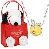 [ジェイウェル] スヌーピー シルバーネックレス SNOOPYレディース 大人向け グッズ アクセサリー 彼女 女性 誕生日 プレゼント ネックレスデザイン：ムーン ぬいぐるみ付バッグ：つける