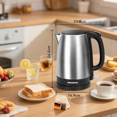 Foto von Aigostar Wasserkocher Edelstahl 1.7L Elektrisch Kalkfilter 2200W