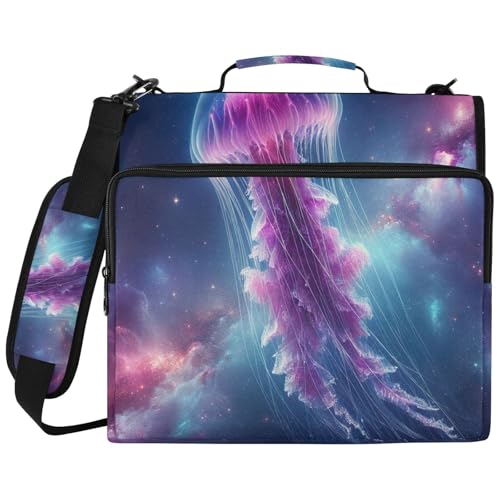 Classeur 3 anneaux hydrofuge Galaxy Jellyfish porte-ordinateur violet