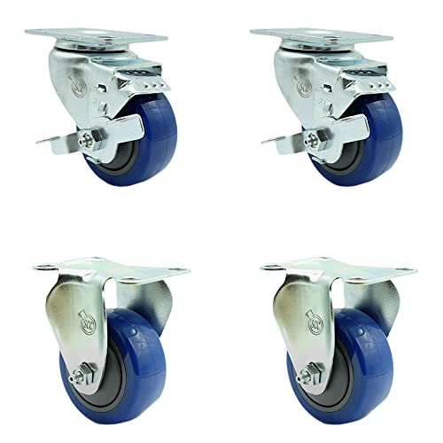 Stainless Steel Polyurethane Swivel Top Plate Caster Set of 4 w/3.5