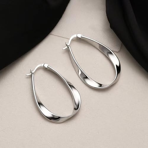 925 Sterling Silver Post Hoop Earrings For Women Mobius Strip Twist hoop Earring Fine Jewelry4