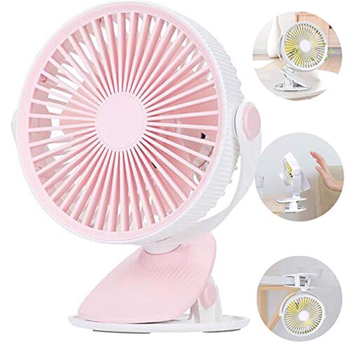 Mini tragbarer Ventilator, Tischventilator, Ventilator auf tragbarem lautlosem Kinderwagen 360 ° Verstellbarer Drehtischventilator für Büro,