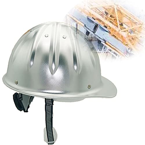 DDCHH Casco de Seguridad de Aluminio, Casco de Seguridad Industrial, Casco de Construcción, Casco con Ventilación Y Control Deslizante para Trabajadores de La Construcción, Plateado Cover