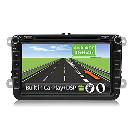 YUNTX Android 10 2 Din bilstereo passar VW Passat/Golf/Skoda/Seat - 4G+64G - Stödja CarPlay/Android auto/DSP/GPS -Octa Core- Gratis 4-LED Camera - DAB/Ratt kontroll/MirrorLink/360 Camera