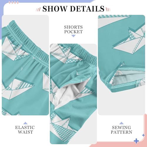 ZZKKO Paper Boats Blue White Boys Pants for Kids Jogger Pants with Pockets S-XL4