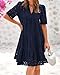BTFBM Womens Boho Summer Dresses 2025 Resort V Neck Short Sleeve Hollow Out Lace Ruffle Casual Beach Mini Vacation Dress(Navy, XX-Large)