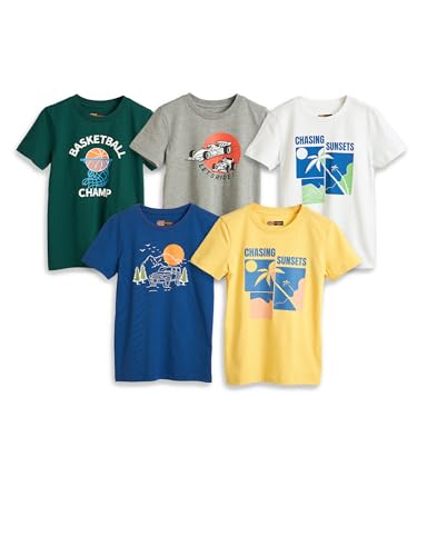 Image of Amazon Brand - Symbol Boys 100% Cotton Graphic Printed Half Sleeves T-Shirt | Age 6-14 Years (Available in Combo Pack of 3 and 5)