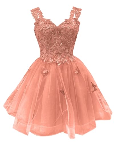 Image of Youjiayi 3D Butterfly Short Homecoming Dresses for Teens Off Shoulder DAMA Dresses for Quinceanera Glitter Sequin Prom Dress