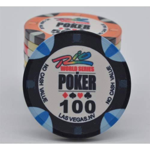 WSOP-World Series Ceramic Chips by Poker Replica Value 100 - Blister Pack of 25 Chips