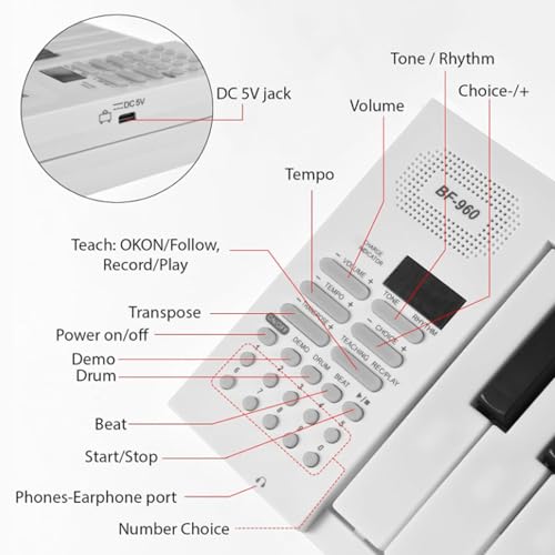 Piano électronique Pliable, Clavier électronique Multifonctionnel à 61 Touches avec Affichage Led, Batterie Intégrée, Instrument Musique Portable, Piano Numérique avec Sac Transport Débutants - Les Beatles, Paul McCartney, John Lennon, RIngo Starr, George Harrison Piano électronique Pliable, Clavier électronique Multifonctionnel à 61 Touches avec Affichage Led, Batterie Intégrée, Instrument Musique Portable, Piano Numérique avec Sac Transport Débutants – Image 6