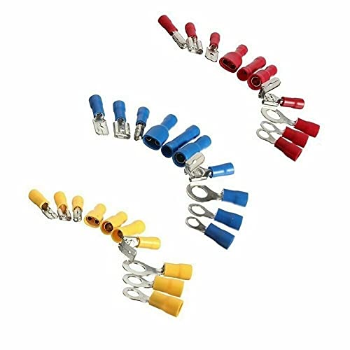 Terminales De Cobre,Terminales De Alambre 280/480/1200 PCS Conector de cable aislado Conector eléctrico Crimp Spade Spade Butt Anillo de horquilla Libres de anillo Lugs Rodado Terminales Kit ( Color :
