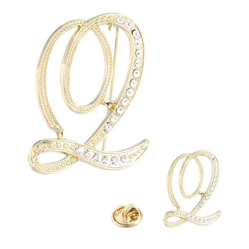 Image of PATIKIL Rhinestone Letter Brooch Pins, Initial Rhinestone Alphabet Letter Lapel Badges Pin for Women Men Suits Dress Coat