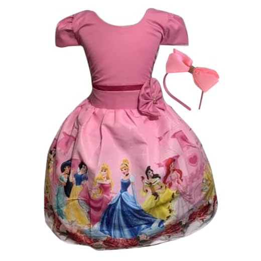 Vestido Temático Princesas Festa Comemorações Aniversário (BR, Alfa, M, Regular, Rosa)