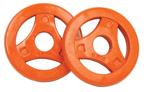 Tunturi Aerobic Halterschijven - Halter gewichten - 2x 0.5 kg - 30mm - Oranje - incl. gratis fitness app