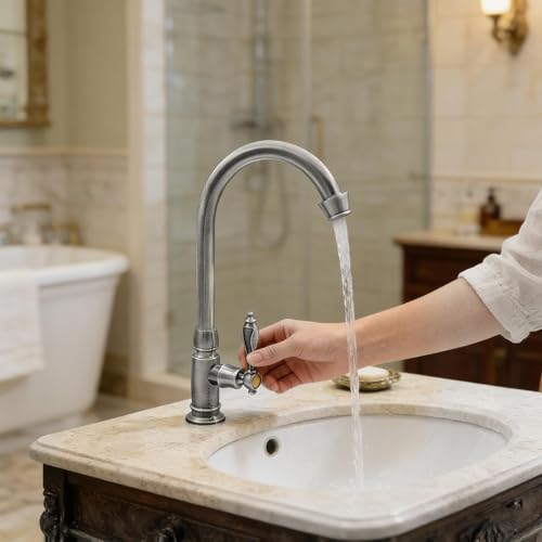 Contrôle du robinet d'évier pivotant rétro en laiton pour vasque compacte