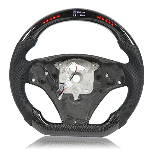 Volante LED, Volante Deportivo Multifunción de Cuero Perforado con Fondo Plano, Pantalla Digital para Automóviles Cover