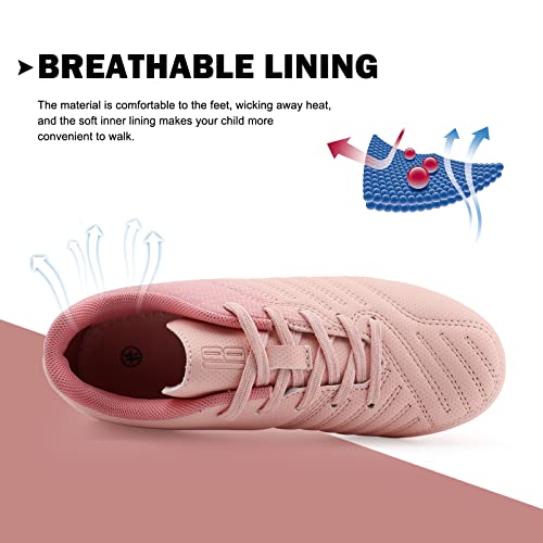 Brooman Kids Soccer Cleats Boys Girls Athletic Outdoor Football Shoes (13,Pink) #TOP3
