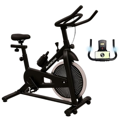 Mobiclinic®, Bicicleta estática Indoor, Varios niveles resistencia, Teide, Regulable al completo, Pantalla lcd, Marca española, Pulsómetro, Botella y portabotellas, Soporte para móvil