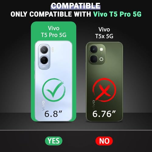 Image of AIBEX Compatible for Vivo T5 Pro 5G Flip Cover Leather Finish | Inside TPU with Card Pockets | Wallet Stand | Complete Protection Flip Case Black