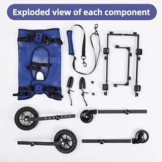 Duuclume Sedia a rotelle a 4 Ruote per Cani disabili e Anziani, Regolabile, per la Mobilità degli Animali Domestici, con Maniglia, Carrello per Sedia a rotelle per Riabilitazione Posteriore/Gambe