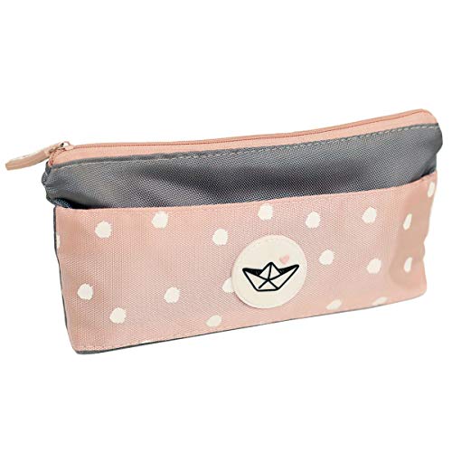 Preisvergleich Produktbild Odernichtoderdoch Federmäppchen Punktlandung - Punkte - Grau - Rosa