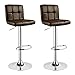 WOLTU 2X Taburete de Bar Silla de Bar Cuero Sintético Muebles Cocina Taburete Alto Regulable en Altura con Respaldo Sillas Alta Taburetes Tapizado Marrón BS9106
