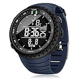 PALADA Men's Digital Sports Watch Waterproof Tactical Watch with LED Backlight Watch for Men (Dark Blue)