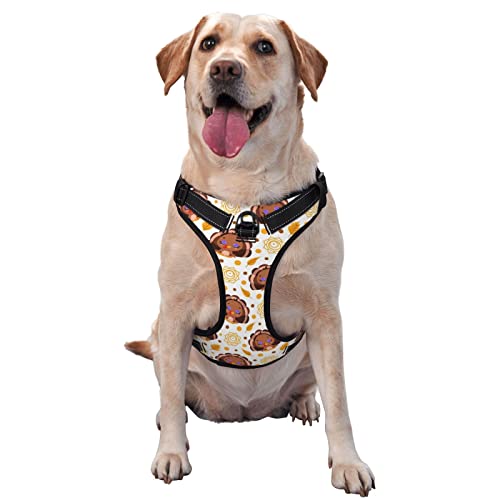 Fall Turkey Tactical Dog Harness for Small Medium Large Dogs No Pull Adjustable Pet Harness Reflective Easy Control Pet Vest Military Service Dog Harnesses-Medium