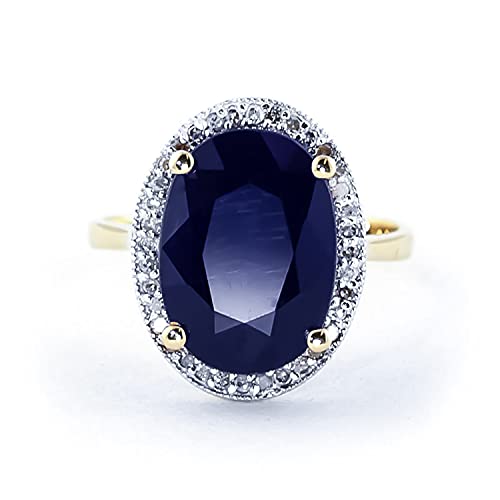 Galaxy Gold Gg 14K Solid Gold- White, Yellow And Rose Gold Ring With 6.58 Carat (Ctw) Natural Oval Sapphire And Diamonds (Yellow-Gold, 6.5) #TOP1