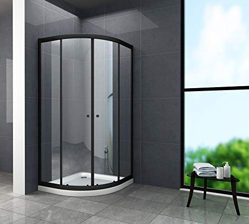 DE BESTE DOUCHECABINE JUNISO-R (ZWART) 90 X 90 X 190 CM HELDER GLAS