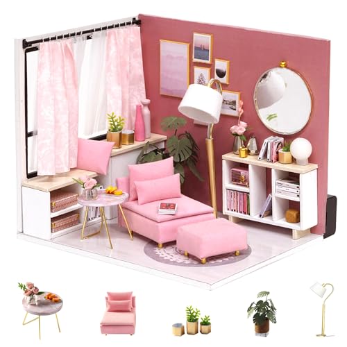 Flever Dollhouse Miniature DIY House Kit Creative Room with Furniture and Cover for Romantic Valentine's Gift(Love You Forever)
