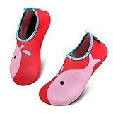  katliu Mädchen Jungen Badeschuhe Wasserschuhe Strandschuhe Schwimmschuhe Barfußschuhe Surfschuhe Aqua Schuhe für Kinder Baby(067 Rot,24/25 EU)