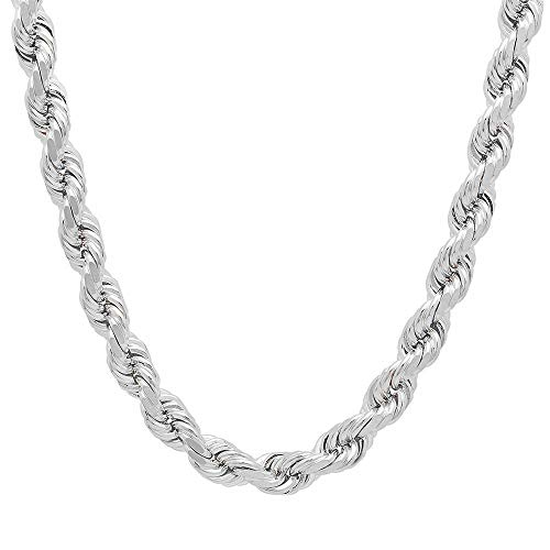 925 sterling silver necklace Diamond Cut Rope Chain Necklace, 5MM, 6MM, 7.5MM ,8.5MM- Mens Rope Chain, Sterling Silver Rope Chain Necklace For Men, Mens Rope Chain Bracelet,silver necklace made in italy