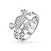 Imagen de Bling Jewelry Moda Cz Caribe Calavera Pirata Crossbones Anillo Para Adolescente Para Mujer Punk Goth Circonio Cúbico