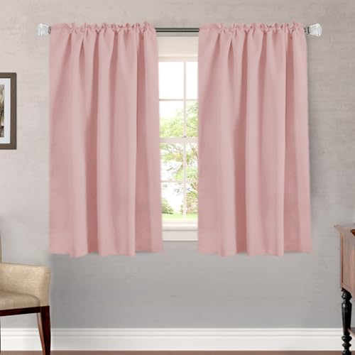 Image of H.VERSAILTEX Blackout Curtains Thermal Insulated Window Treatment Panels Room Darkening Blackout Drapes for Living Room Back Tab /Rod Pocket Bedroom Draperies (2 Panels, Baby Pink, 52 x 54 Inch)