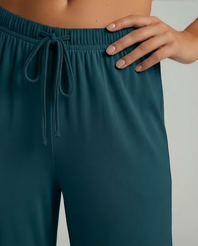 Image of Real Essentials 3 Pack: Women's Soft Palazzo Pants - Wide Leg Yoga Casual Loungewear Pajama Pj Bottoms (Plus Available)
