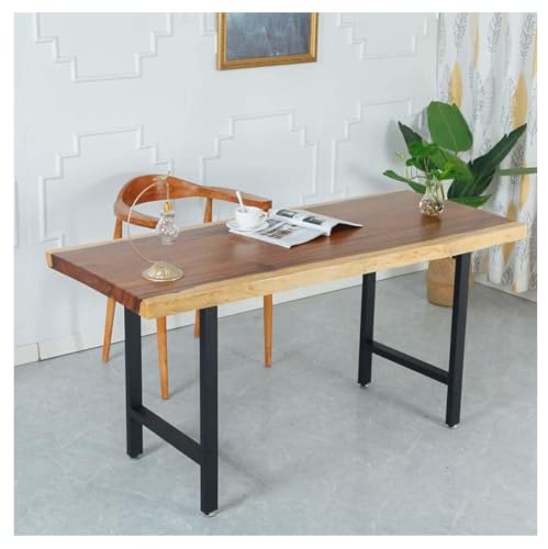 Image of Solid Wood Top & Metal Legs Study Table | Office Desk | Kids Table | Working Desk | Computer Table for Library | Office | Kids Room | Study Room | Living Room |