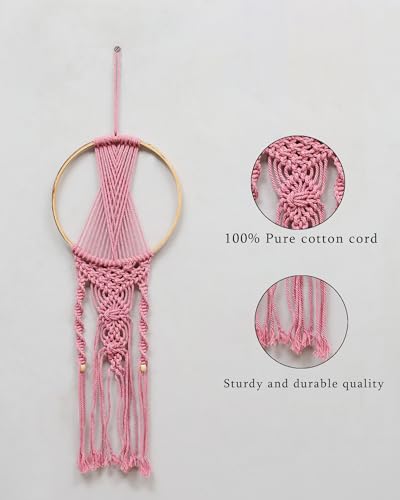 Image of Homesake Macrame Dream Catchers for Bedroom Adult Dream Catcher Wall Decor Large Boho Wall Hanging Wood Beads Tassels Home Decoration Ornament Craft Gift, Set of 2 (Multicolour)