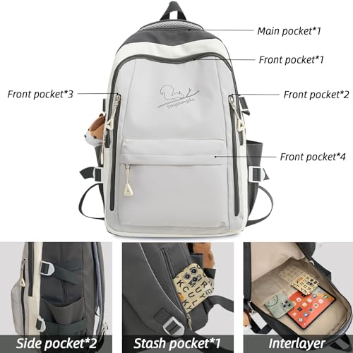 Teclado Kawaii Backpack with Cute Accessory 16.9 Inch Bookbags Lightweight Casual Travel Daypacks (Black)4