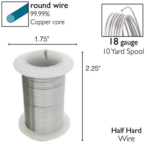 Image of The Beadsmith Wire Elements 18-Gauge Lacquered Tarnish-Resistant Copper Wire for Jewelry Making, 10 Yard, 9.14 Meter Spool (Titanium Color)