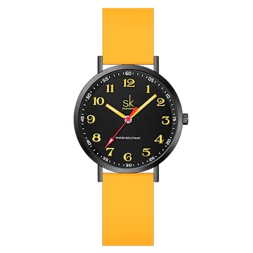 SHENGKE SK Deportes Reloj de Mujer ultradelgado de Moda para Profesionales médicos, Enfermeras, médicos, Estudiantes, Reloj con Esfera de fácil Lectura, Correa de Silicona Colorida (Black-Yellow)