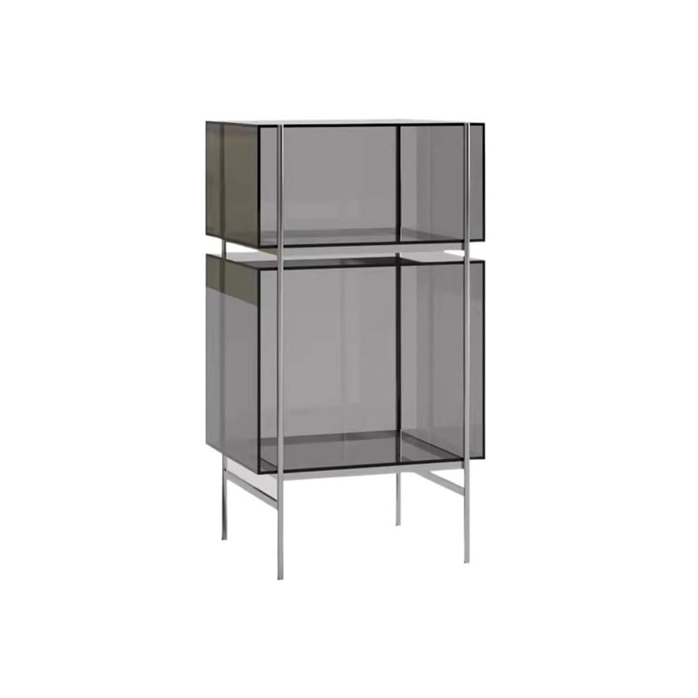CHENGAIJIAN Cd Rack Multi-functional Acrylic CD Record Rack with Stainless Steel Bracket Living Room Sideboard(Grey)
